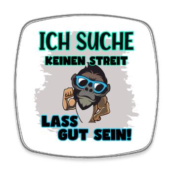 Affe Sonnenbrille Muskeln kein Streit Frieden - Viereckiger Kühlschrankmagnet - Weiß - Vorne