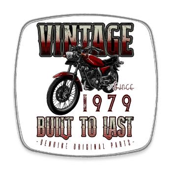 Moto Vintage Motard Moto Anniversaire 1979 - Magnet carré - blanc - Devant