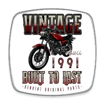 Moto Vintage Motards Moto Anniversaire 1991 - Magnet carré - blanc - Devant