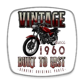 Vintage Motorrad Biker Motorrad Geburtstag 1960 - Viereckiger Kühlschrankmagnet - Weiß - Vorne