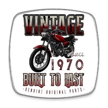 Vintage Moto Bikers Moto Anniversaire 1970 - Magnet carré - blanc - Devant