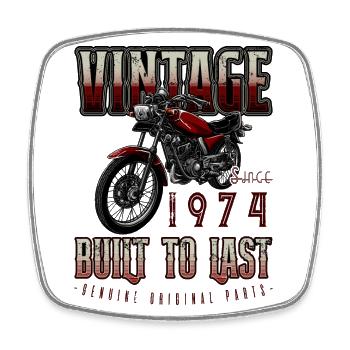 Vintage Motorrad Biker Motorrad Geburtstag 1974 - Viereckiger Kühlschrankmagnet - Weiß - Vorne