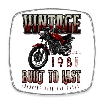 Vintage Motorrad Biker Motorrad Geburtstag 1981 - Viereckiger Kühlschrankmagnet - Weiß - Vorne