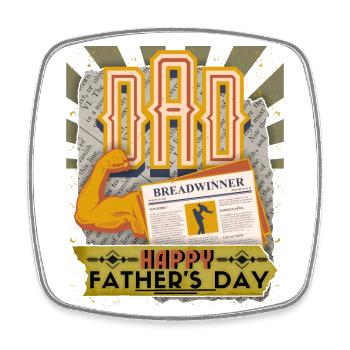 Dad, Father's Day, Vintage Happy Father's Day - Square fridge magnet - white - Front
