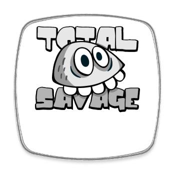 Pierre de bande dessinée totalement sauvage avec des dents - Magnet carré - blanc - Devant