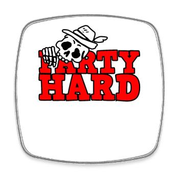 Birthday with alcohol and beer - Party Hard - Square fridge magnet - white - Front