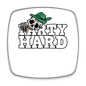 Birthday with alcohol and beer - Party Hard - Square fridge magnet - white - Front