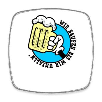 Wir saufen bis wir umfallen - Party und Bier - Viereckiger Kühlschrankmagnet - Weiß - Vorne