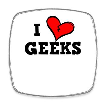 I love geeks - Square fridge magnet - white - Front