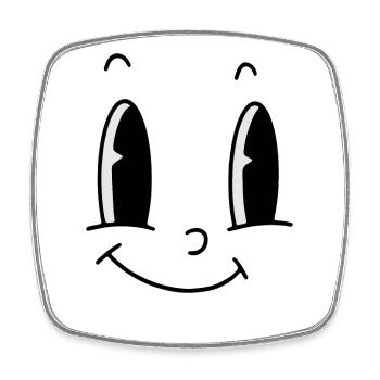 Funny Face Big Eyes - Square fridge magnet - white - Front