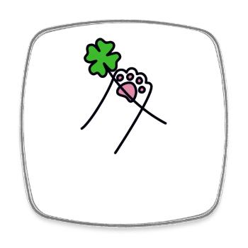 cadeau de pattes de chat à pétales de trèfle à quatre feuilles - Magnet carré - blanc - Devant