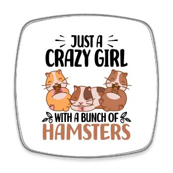 Hamster - Viereckiger Kühlschrankmagnet - Weiß - Vorne