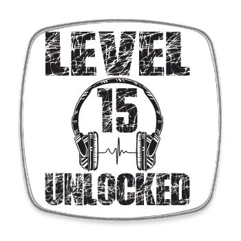 Level 15 Unlocked Geburtstagsgeschenk 15 Jahre - Viereckiger Kühlschrankmagnet - Weiß - Vorne