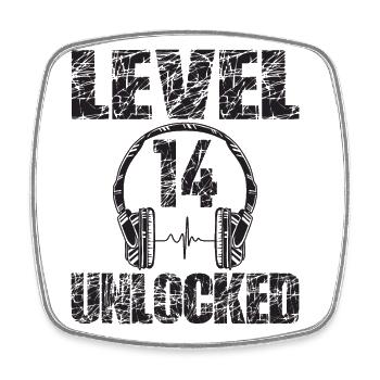 Level 14 Unlocked Geburtstagsgeschenk 14 Jahre - Viereckiger Kühlschrankmagnet - Weiß - Vorne