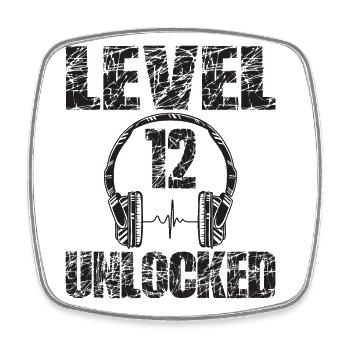 Level 12 Unlocked Birthday Gift 12 years - Square fridge magnet - white - Front