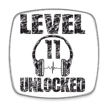 Level 11 Unlocked Geburtstagsgeschenk 11 Jahre - Viereckiger Kühlschrankmagnet - Weiß - Vorne