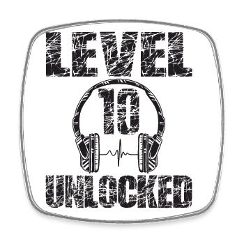 Level 10 Unlocked Geburtstagsgeschenk 10 Jahre - Viereckiger Kühlschrankmagnet - Weiß - Vorne