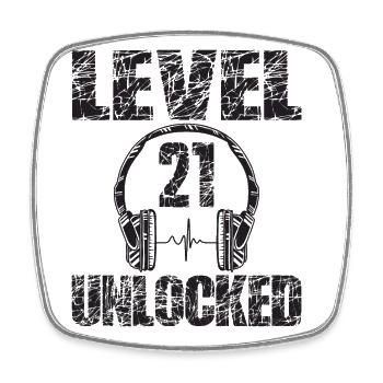 Level 21 Unlocked Birthday Gift 21 Years - Square fridge magnet - white - Front