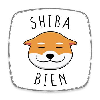 Shiba Bien Kawai, Chien Shiba-Inu au Grand Sourire - Magnet carré - blanc - Devant