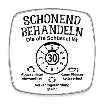 Schonend Behandeln 30. Geburtstag Alte Schüssel 30 - Viereckiger Kühlschrankmagnet - Weiß - Vorne