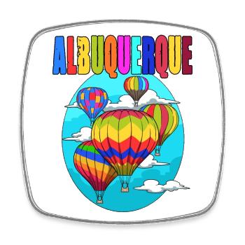 Albuquerque Ballon New Mexico Party Heißluftballon - Viereckiger Kühlschrankmagnet - Weiß - Vorne