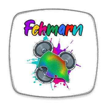 Fehmarn Beat - Viereckiger Kühlschrankmagnet - Weiß - Vorne