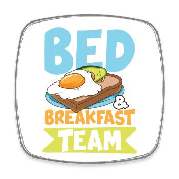 Bed Breakfast Team für Frühaufsteher Männer und - Viereckiger Kühlschrankmagnet - Weiß - Vorne