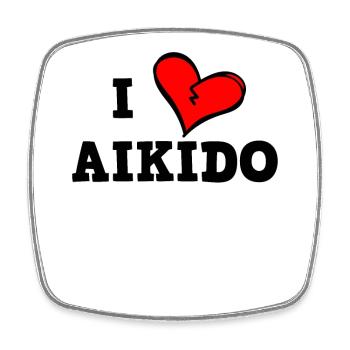 Ich liebe Aikido - Viereckiger Kühlschrankmagnet - Weiß - Vorne