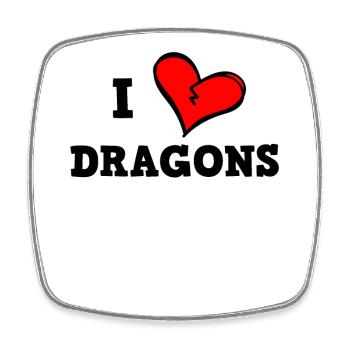 Ich liebe Drachen - Viereckiger Kühlschrankmagnet - Weiß - Vorne