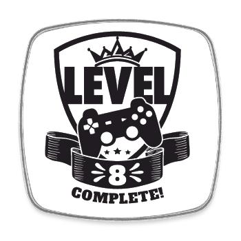 Niveau 8 Cadeau d’anniversaire complet 8 ans Joueur - Magnet carré - blanc - Devant