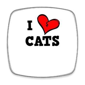Ich liebe Katzen - Viereckiger Kühlschrankmagnet - Weiß - Vorne