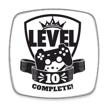 Level 10 Complete Geburtstagsgeschenk 10 Jahre - Viereckiger Kühlschrankmagnet - Weiß - Vorne