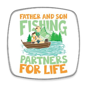 Father And Son Fishing Partners For Life - Viereckiger Kühlschrankmagnet - Weiß - Vorne