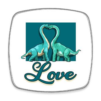 Love Brachiosaurus Dinosaurier Herz Paar Liebe - Viereckiger Kühlschrankmagnet - Weiß - Vorne