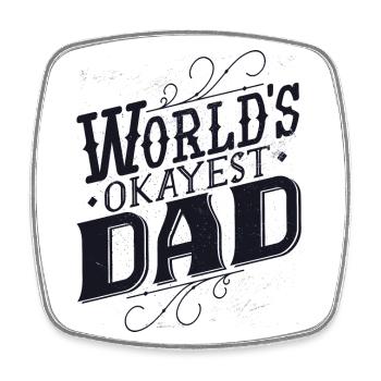 Worlds Okayest Papa Vatertag Geschenk für Männer Retro - Viereckiger Kühlschrankmagnet - Weiß - Vorne