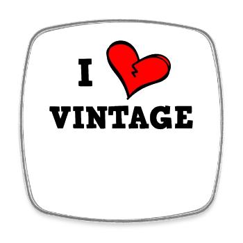 Ich liebe Vintage - Viereckiger Kühlschrankmagnet - Weiß - Vorne