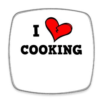 Ich liebe das Kochen - Viereckiger Kühlschrankmagnet - Weiß - Vorne