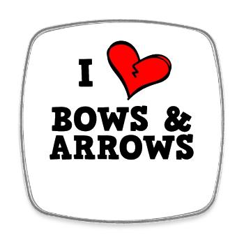 I love bow and arrow - Square fridge magnet - white - Front