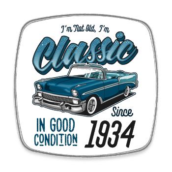 I'm Not Old I'm Classic Car Vintage Born In 1934 - Square fridge magnet - white - Front
