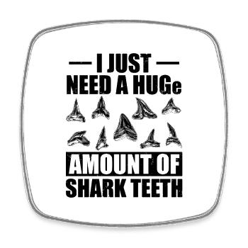 Collecting shark teeth - Square fridge magnet - white - Front