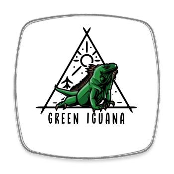 Évitane vert Reptile Gardien Lézard - Magnet carré - blanc - Devant