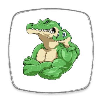 Starkes Krokodil mit Krokodil Kind - Viereckiger Kühlschrankmagnet - Weiß - Vorne