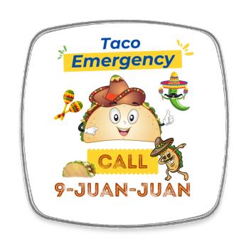 Taco Notruf 9 Juan Juan Lustiger Taco Liebhaber - Viereckiger Kühlschrankmagnet - Weiß - Vorne
