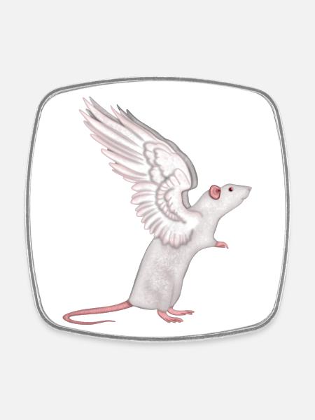 Ratte Engel - Viereckiger Kühlschrankmagnet - Weiß