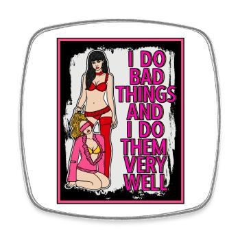 EROTIC GIRL SEXY DOMINATION SUBMISSION BAD THINGS - Square fridge magnet - white - Front