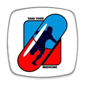 Nimm - Deine - Medizin - Sport - Viereckiger Kühlschrankmagnet - Weiß - Vorne
