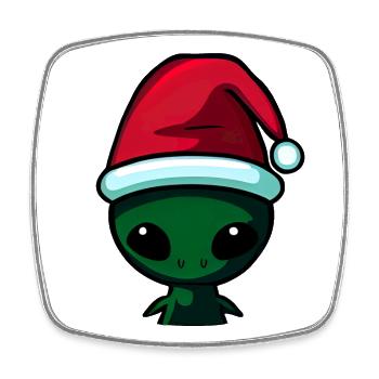Weihnachtsalien, Weihnachtsoutfit - Viereckiger Kühlschrankmagnet - Weiß - Vorne