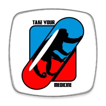 Take Your Medicine - Monkeys - Square fridge magnet - white - Front