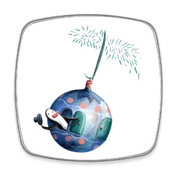 Christmas bauble penguin - Square fridge magnet - white - Front