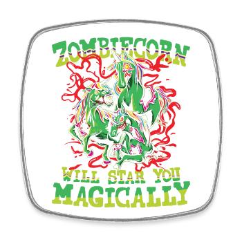 Zombiecorn Will Star You Magically - Viereckiger Kühlschrankmagnet - Weiß - Vorne